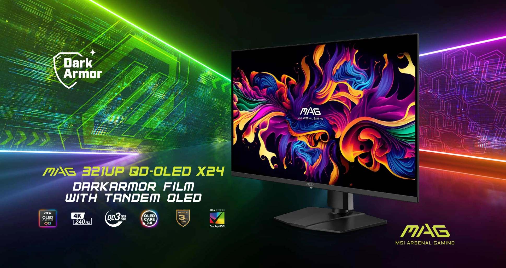MSI、第4世代QD-OLED採用の32型ゲーミングモニター「MAG 321UP X24」を発表