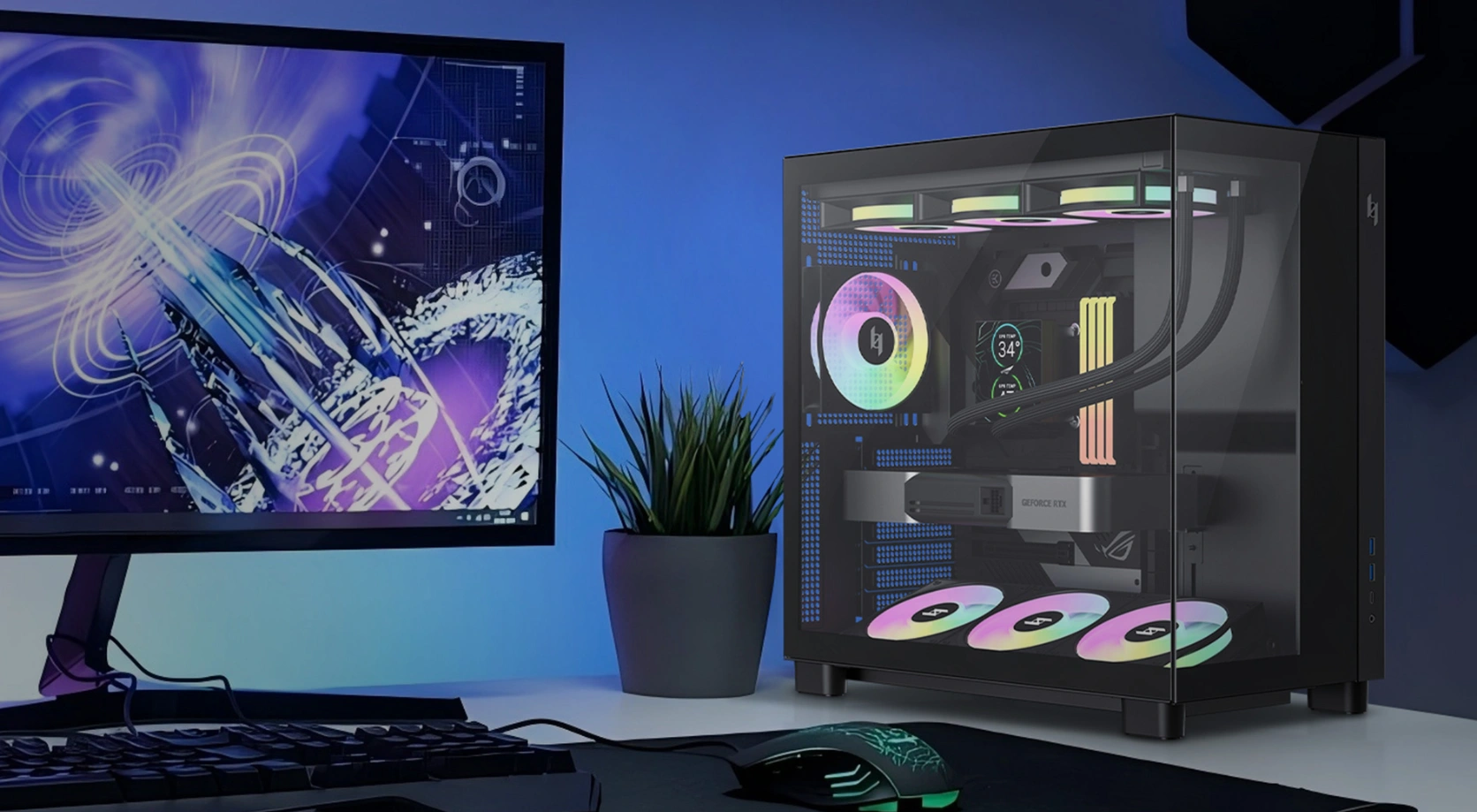 GAMEMAX、背面電源コネクター対応のパノラマガラスPCケース「NEX C53」を発表