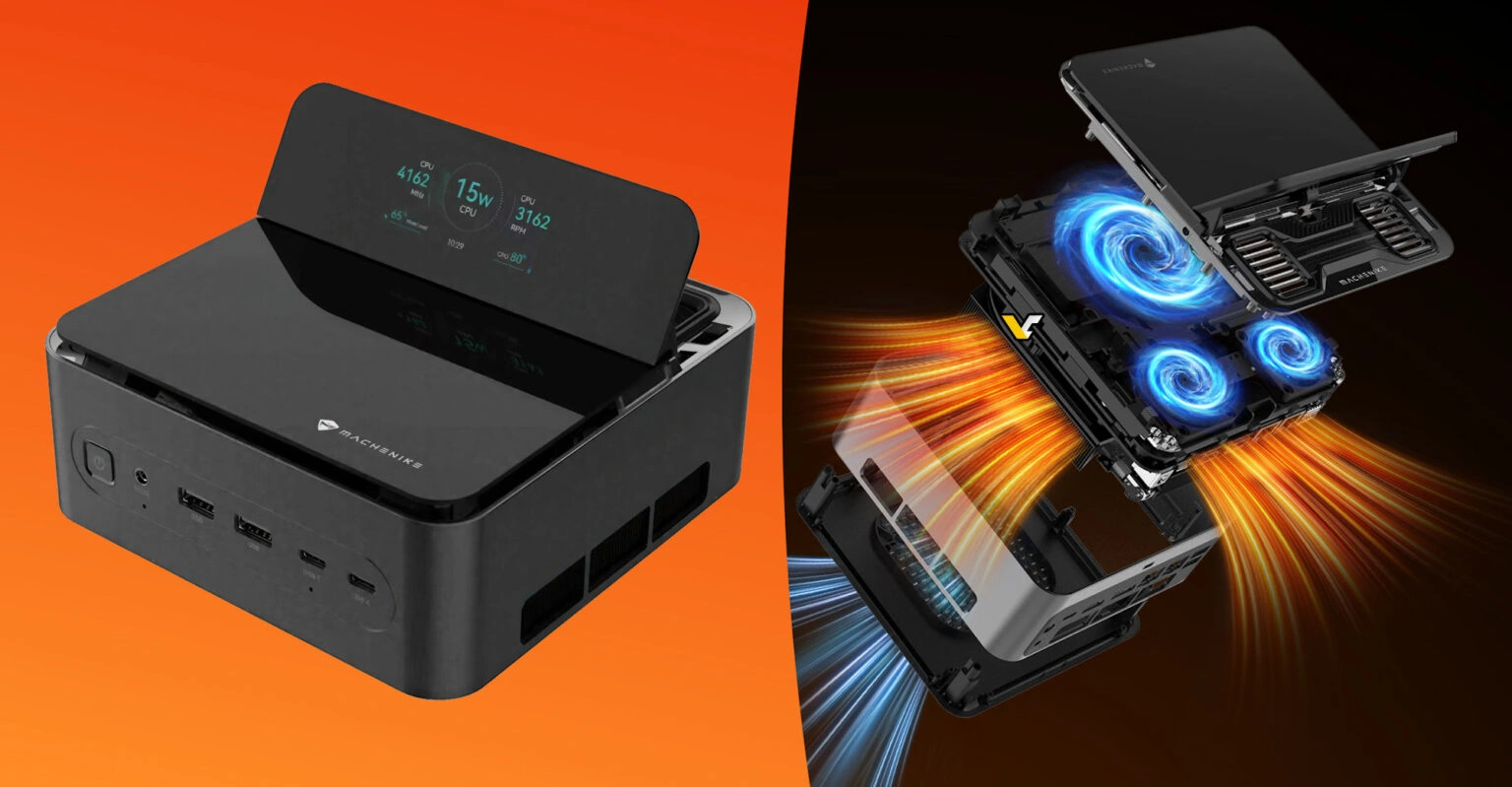 Machenike、折りたたみディスプレイと4ファンを備えたCore Ultra 200搭載ミニPC「Mini GTS」を発表